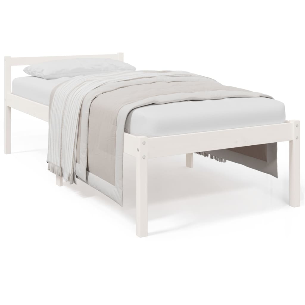 vidaXL Seniorenbett Weiß 90x190 cm Massivholz Kiefer Image