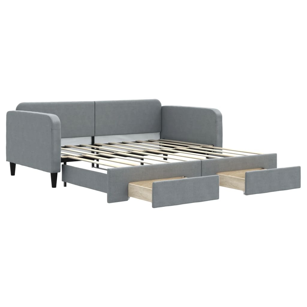 vidaXL Tagesbett Ausziehbar mit Schubladen Hellgrau 100x190 cm Stoff Image