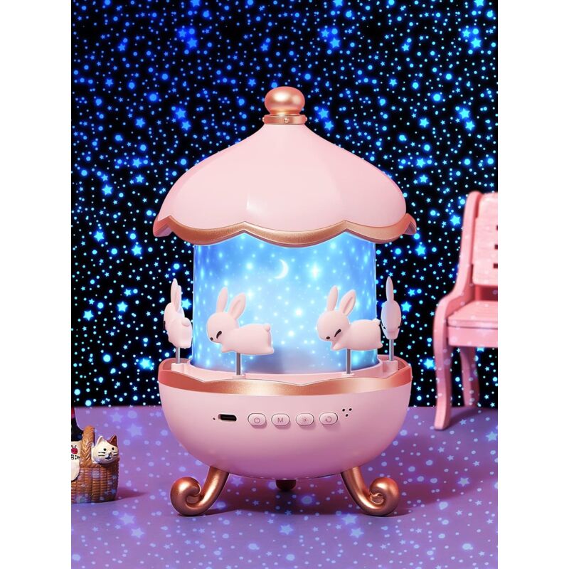 Minkurow Luce Notturna Per Bambini Proiettore Cielo Stellato 8 Musica Musicale Luce Notturna Luminosa Luce Notturna Per Bambini Rotazione A 360° + 6 Temi + Telecomando Proiezione Luce Notturna Stellat
