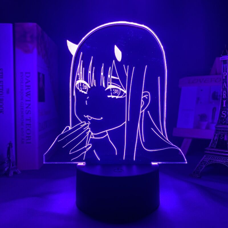 Minkurow Zero Two Figure Anime Lampada Night Light Manga Led Nightlight Multicolor Change Usb Battery Table Lampara Kids Child Girls Room Decor Light Manga Toy (ridendo)