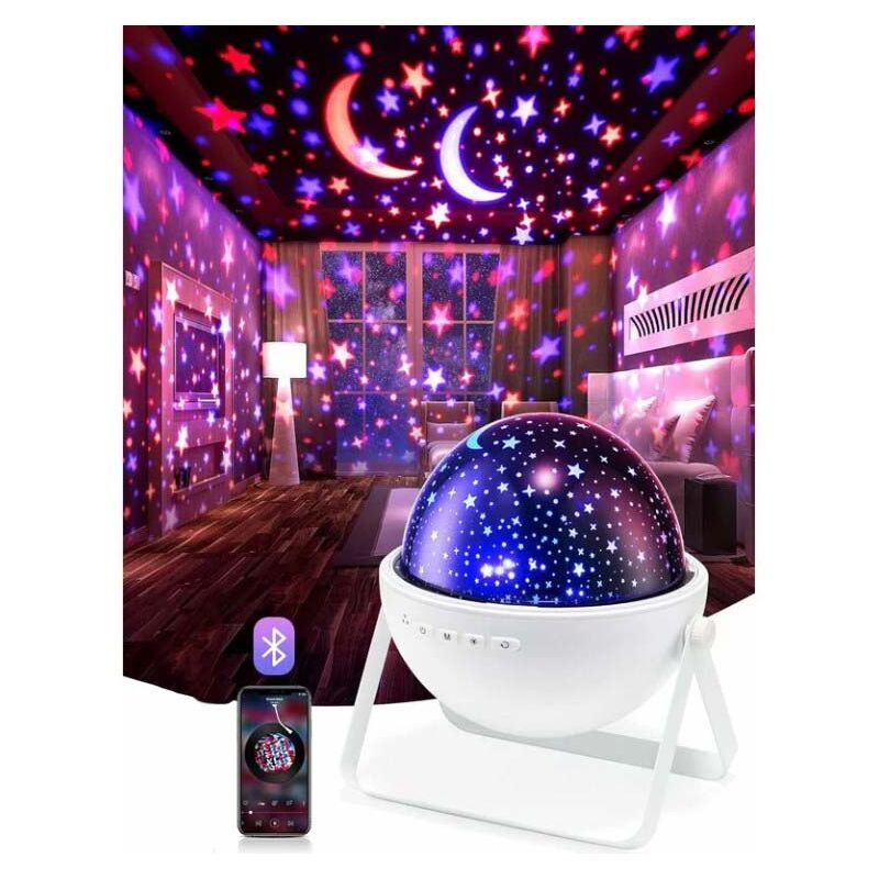 Minkurow Luce Notturna Per Bambini, Luce Notturna Con Musica E Luce Con Timer Bluetooth, 12 Colori Luce Notturna Per Bambini Proiettore Cielo Stellato, Luce Notturna A Proiezione Di Stelle, Decorazion