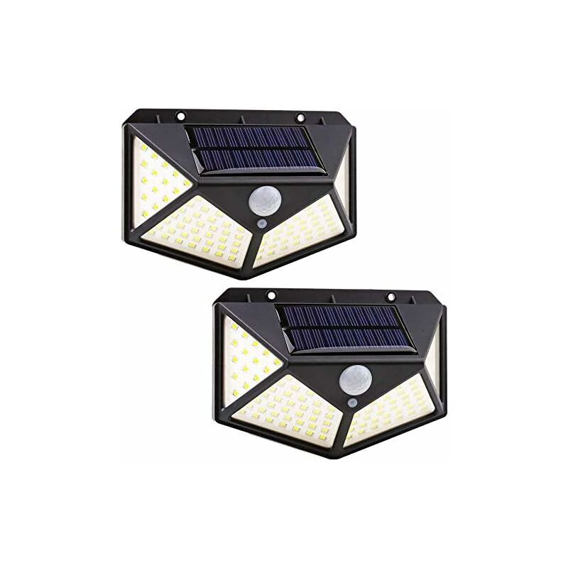 Minkurow Luce Solare Per Esterni, 100 Led Luce Solare Per Esterni Impermeabile Illuminazione Per Esterni Con Sensore Di Movimento Luce Di Sicurezza Faretto Solare Per Esterni Lampada Da Parete Senza F
