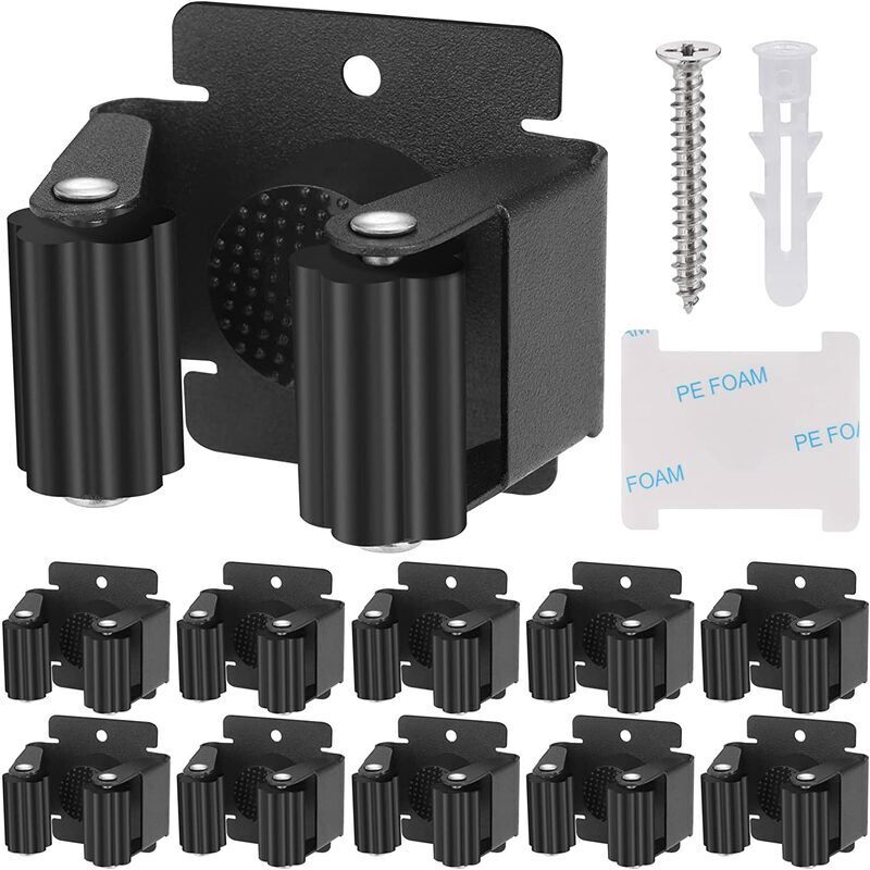 10 Pezzi Di Supporto Per Dispositivi. Porta Scope Da Parete. Porta Scope Da Parete. Porta Attrezzi Da Giardino. Supporto Per Mocio Da Parete. Scopa. Pala. Utensili