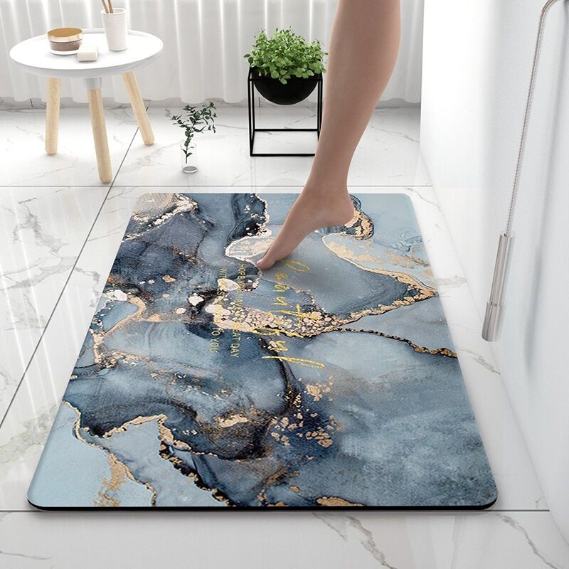 Tappetino Da Bagno Antiscivolo, Tappetino Assorbente 40 X 60 Cm, Tappetino Da Doccia Morbido E Confortevole, Tappetino Da Bagno In Terra Di Diatomee Per Vasca Da Bagno, Cucina, Soggiorno E Bagno, Blu,