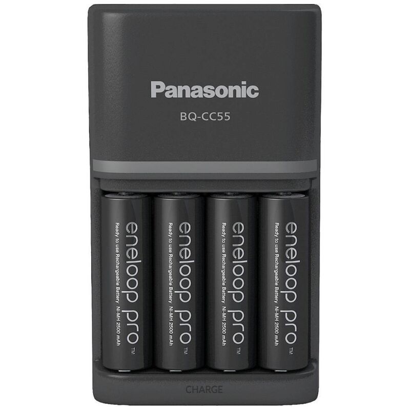 Panasonic - Smart & Quick Bq-cc55 +4x Eneloop Pro Aa Caricatore Per Pacchi Batteria Nimh Ministilo (aaa), Stilo (aa)
