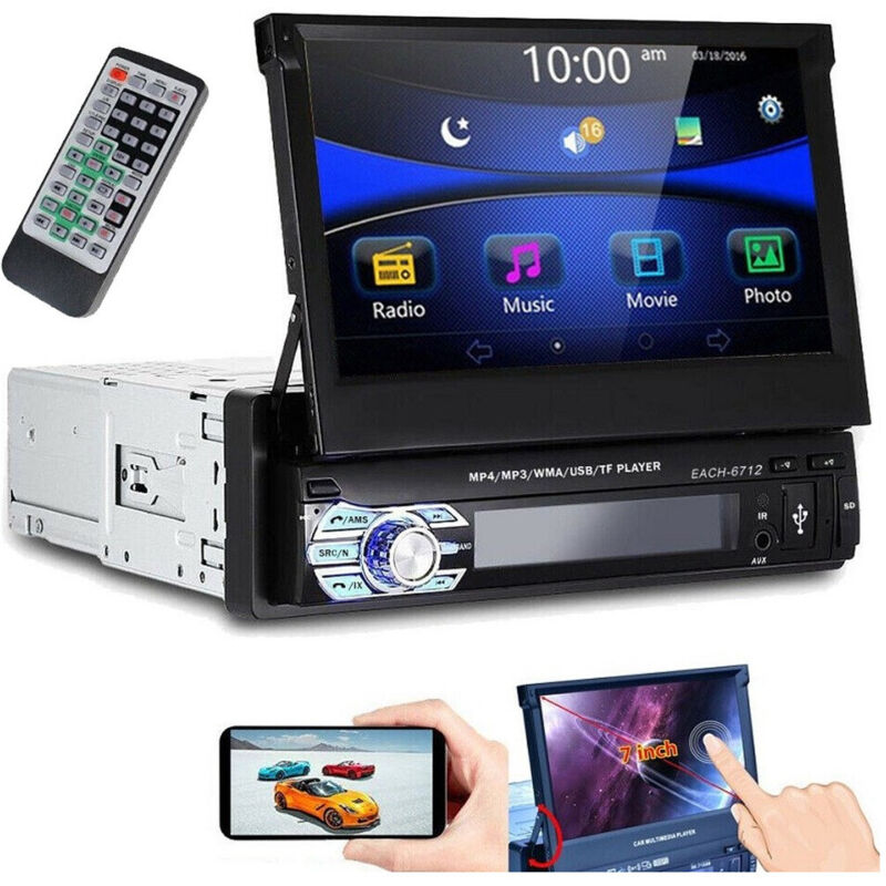 Autoradio 1 Din Con Schermo A Scomparsa 7 Stereo Auto Touch Bluetooth Gps Usb Sd - - Trade Shop Traesio