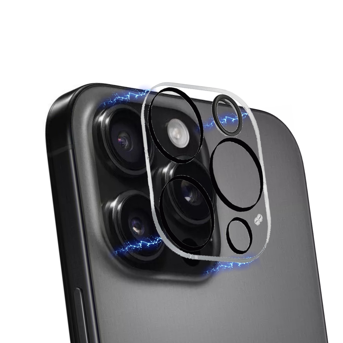 MobileKing Kamera Panzerfolie mit schwarzen Ringen für iPhone 15 - 9H Glas - MBK-2716 Image