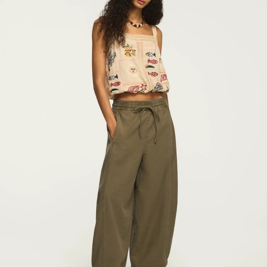 Lucky Brand Drawstring Balloon Pant - Women's Pants in Dusty Olive, Size L