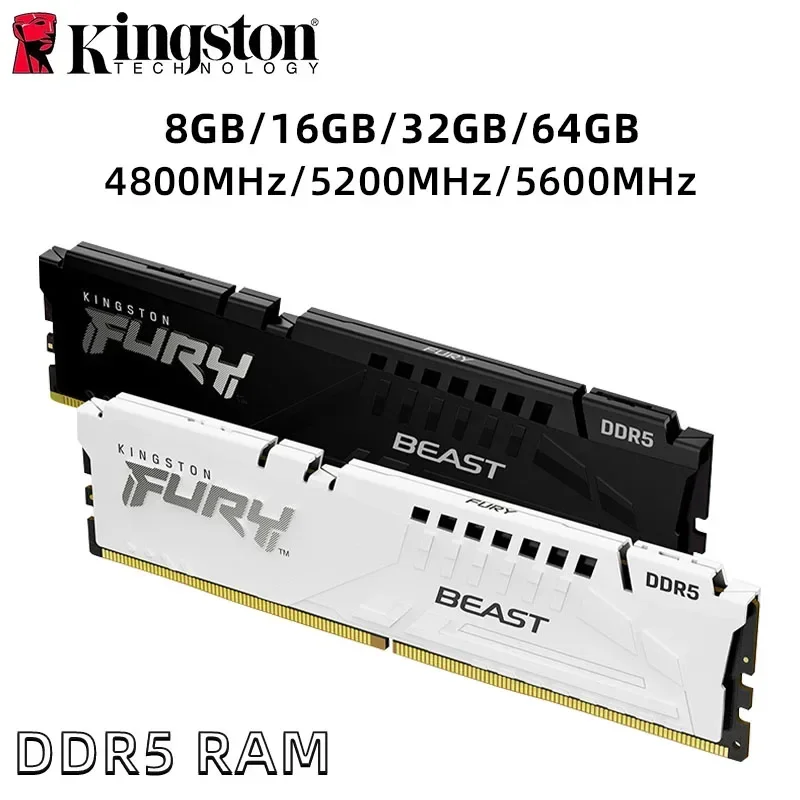 Kingston FURY Beast DDR5 8GB 16GB 4800MHz 32GB 5200MHz 5600MHz 6000MHz 6400MHz Desktop AMD Intel CPU Motherboard 288Pin DIMM PC5 Image
