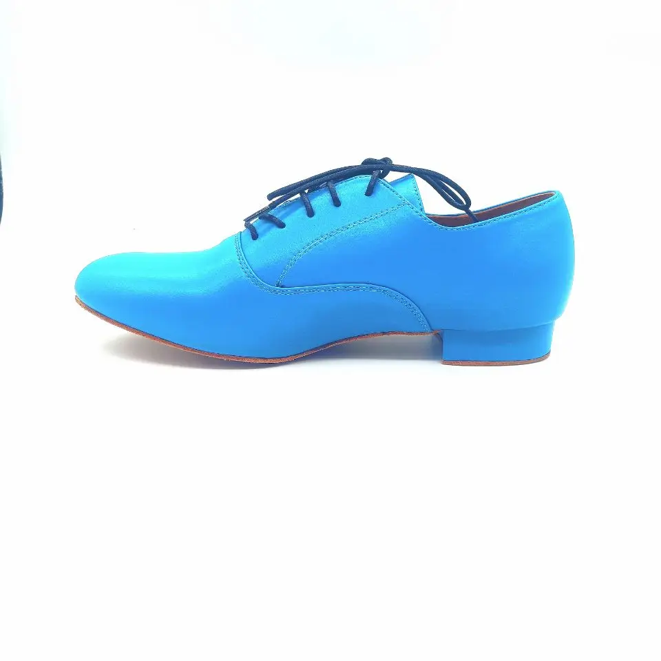 Herren Latein Tanzschuhe aus Leder und Wildleder, Salsa Ballsaal Schuhe, Blau, 2,5 cm Absatz, Sneaker, Party Tanzschuhe, Samba Chacha Schuhe