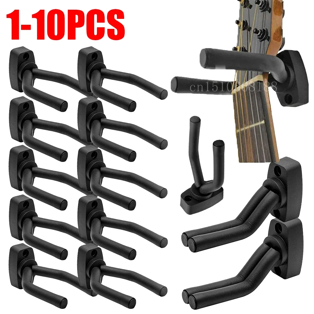 1-10 Stück Gitarren wand halterung schwarzer Gitarren bügel Wand haken für alle Gitarren Bass Mandoline Banjo Ukulele Gitarren zubehör Image