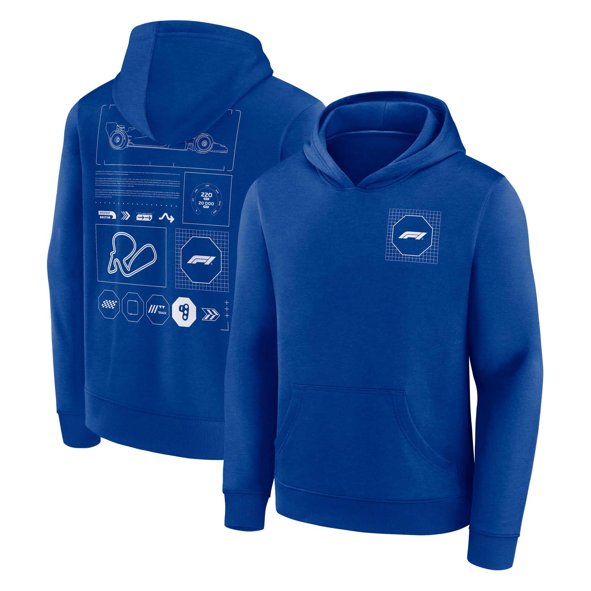 Sweat à capuche graphique Formule 1 Tech Car - Bleu roi - Enfant - unisexe Taille: YL