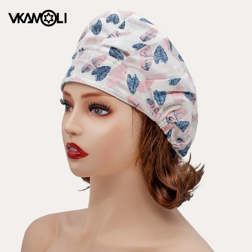 Neue Labor Techniker Druck Peeling Kappe Frauen Lange Haar Peelings Kappen Einstellbare Schönheit Salon Kappe Arbeit Hüte Gesundheit Arbeiter Hut Image