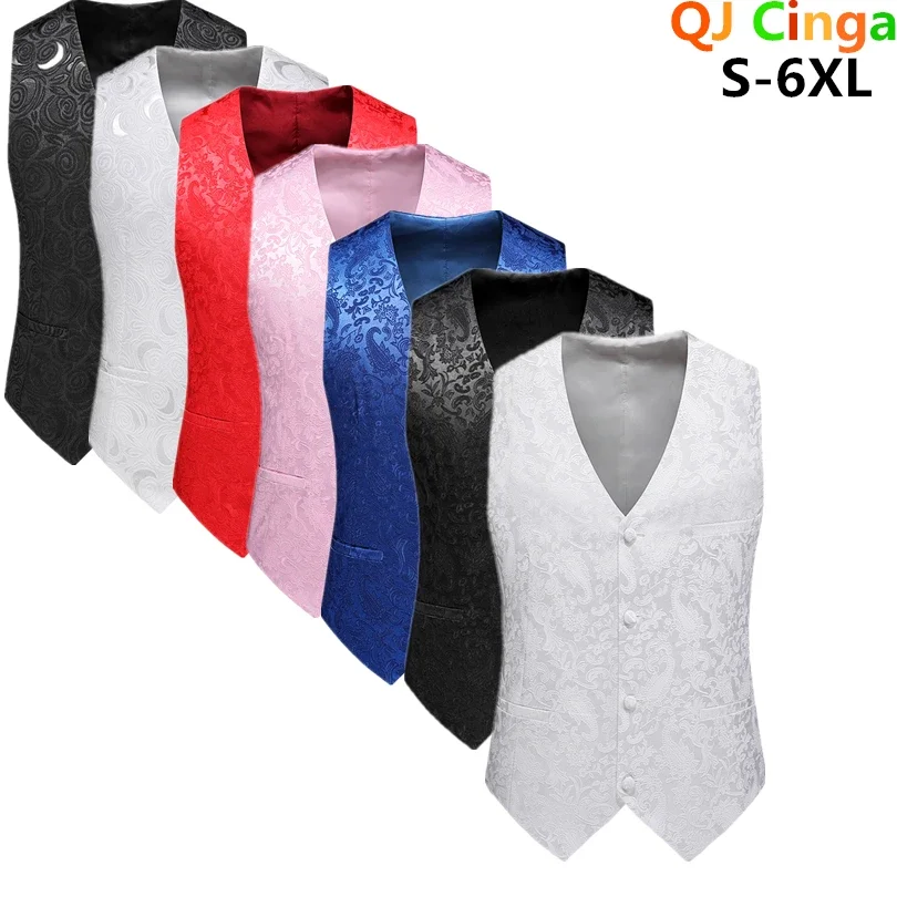 Weiße Herren-Rosenweste, ärmellose Weste, einreihige Weste mit V-Ausschnitt, Hochzeitsfeier-Herrenweste, Blau, Rot, Schwarz, asiatische Größe M-5XL 6XL