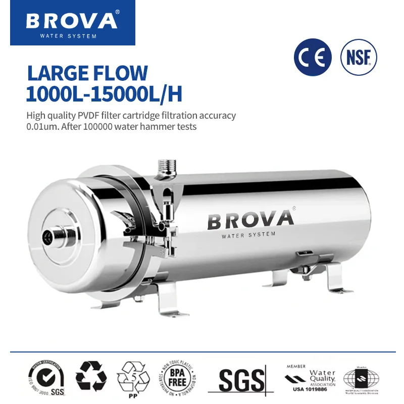BROVA Whole House Home/Commercial Wasserreiniger 0,01 μm PVDF UF System großer Durchfluss 1000L-15000L/H SUS304 kostengünstige Filterelemente Image