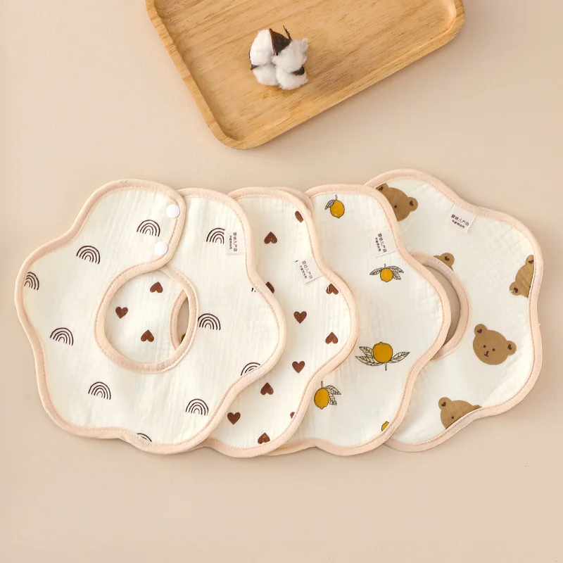 4 stücke Baumwolle Baby Lätzchen Wasserdichte Spucktücher Blütenblatt Lätzchen für Kleinkinder Neugeborene kinder Anti-fouling Speichel Handtuch baby Fütterung Image