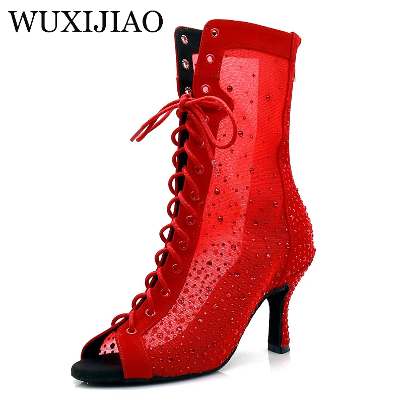 WUXIJIAO Jazz schuhe Latin dance schuhe frauen Latin salsa mädchen casual schuhe ROT strass schuhe
