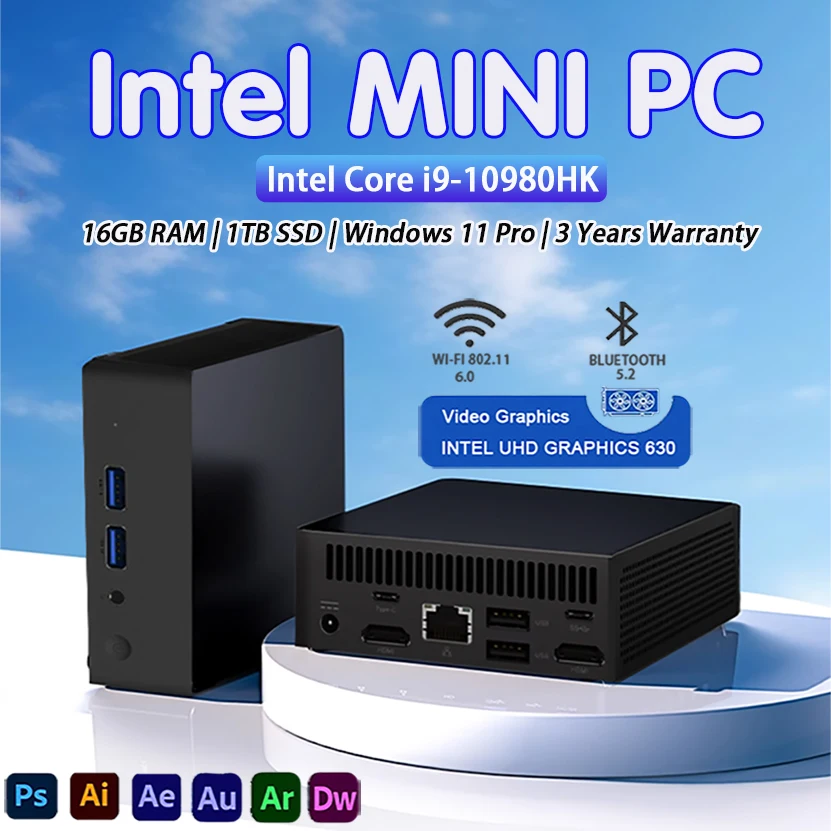 【3 Jahre Garantie】2026 Neuer tragbarer Mini-PC Gamer Intel Core i9 10980HK Windows 11 Mini-Computer Gaming-PC Desktop i9 Mini-PC