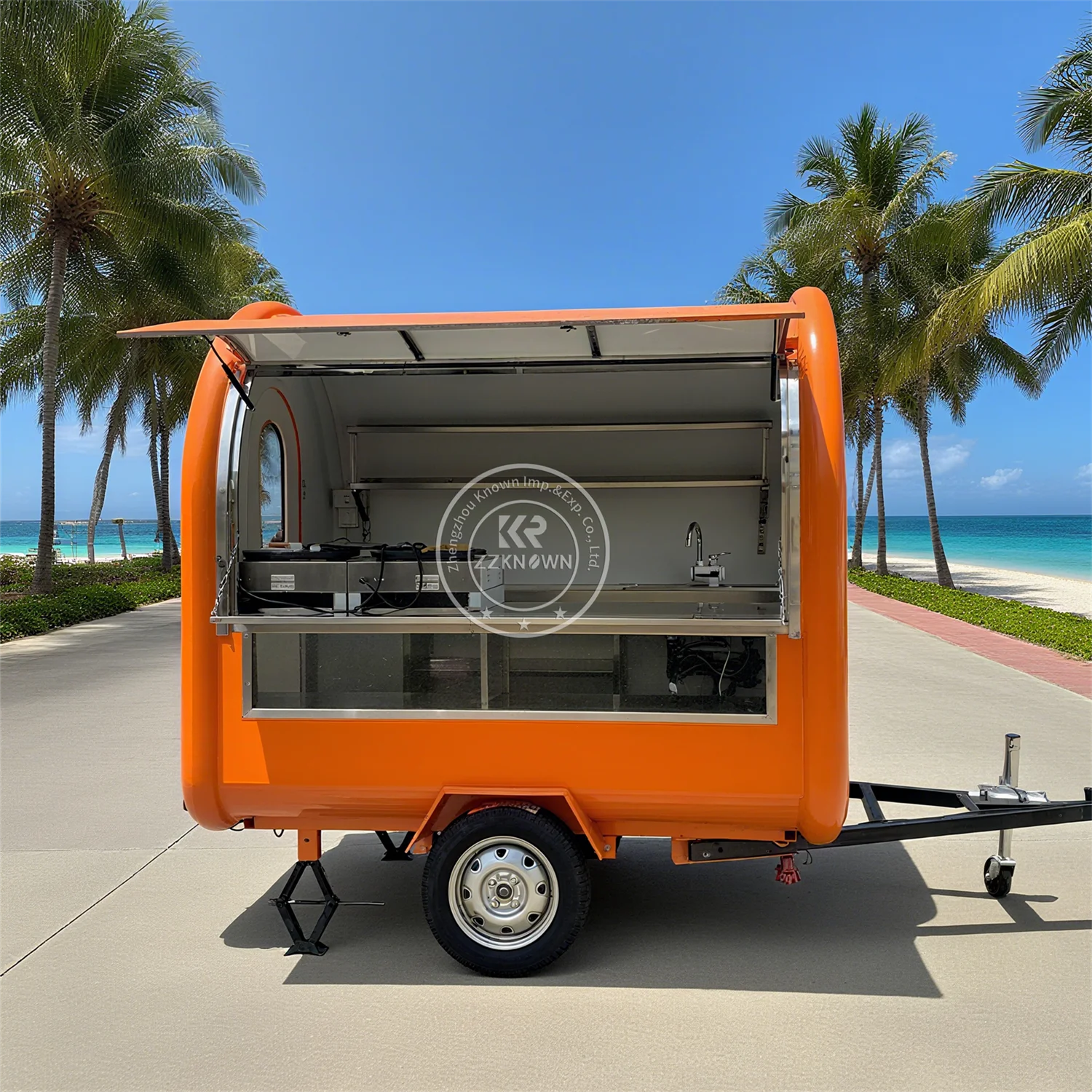 Carrello mobile per popcorn, caffè, gelato, limonata, cono di neve, rimorchio per concessione di fast food, camion per fast food con cucina completa