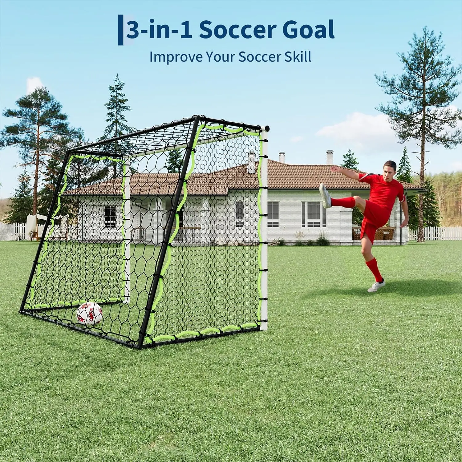 Porte da calcio per giardino, Rete da calcio portatile con telaio in metallo per allenamento di passaggio/controllo della palla/allenamento individuale e di squadra