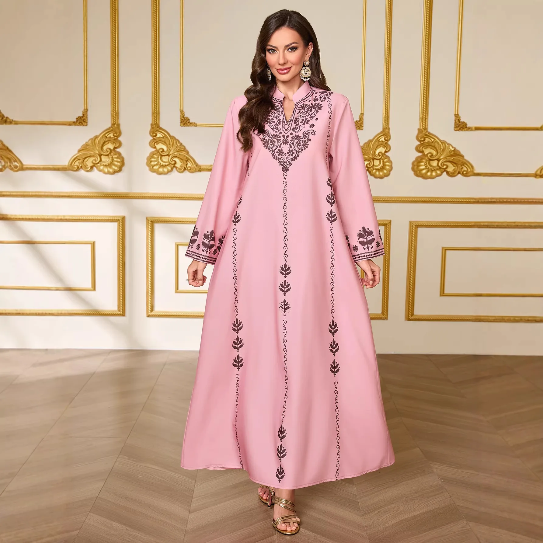 Abito Abaya da Donna per Eid, Vestiti Musulmani da Festa, Jalabiya Stampata, Abaya Islamica, Vestito Lungo Arabo, Ramadan, Marocco, Dubai, Caftano 2026