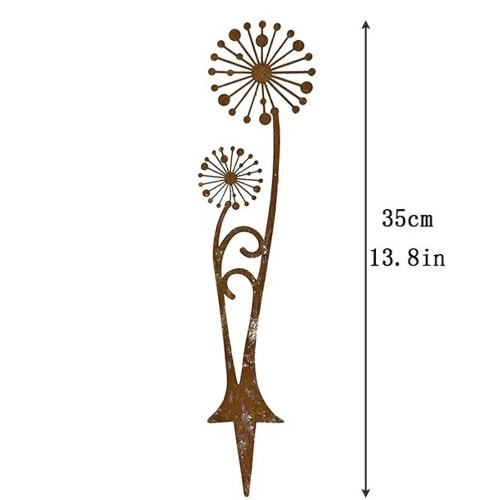 1 Pièce Piquets de Jardin Décoratifs Effet Rouille, Décoration de Jardin en forme de Pissenlit, Accessoires de Décoration pour Jardin et Maison