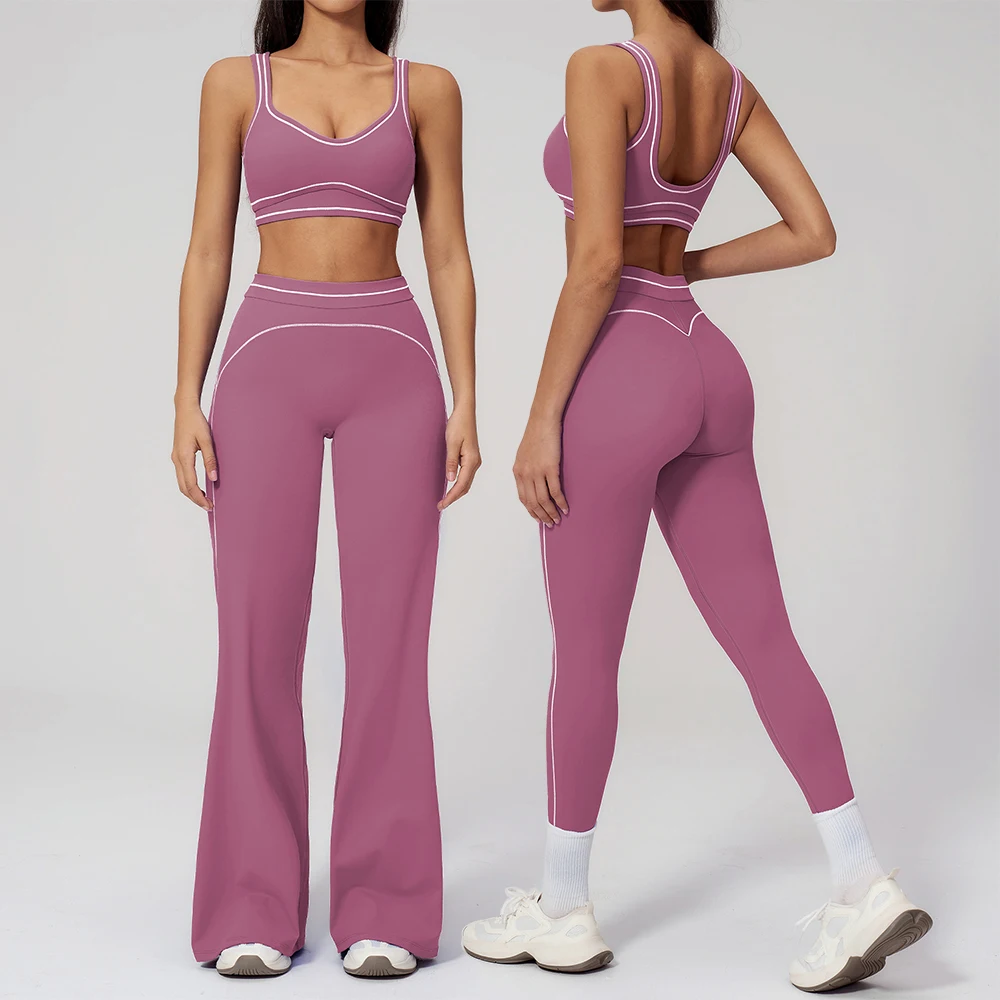 Ensemble de fitness 2 pièces pour femme, ensemble de yoga, survêtement, tenue de sport, tenue de gym, tenue de course, vêtements de sport push-up, legging, vêtements athlétiques, vêtements