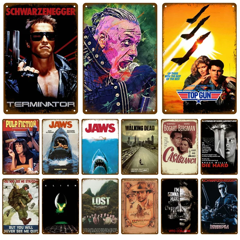 Plaque Métallique HD Vintage : Affiche Rétro Classique de Films et Séries TV pour Décoration Murale, Idéale pour Home Cinéma et Cave à Hommes