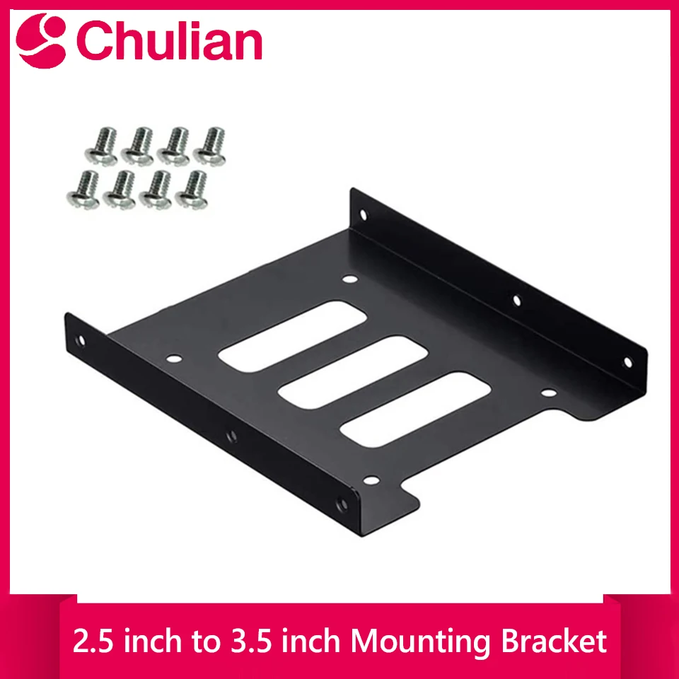 Adaptateur de support métallique SSD/HDD de 2,5 à 3,5 pouces avec SATA pour boîtier PC et utilisation mobile - Kit de montage de disque dur portable