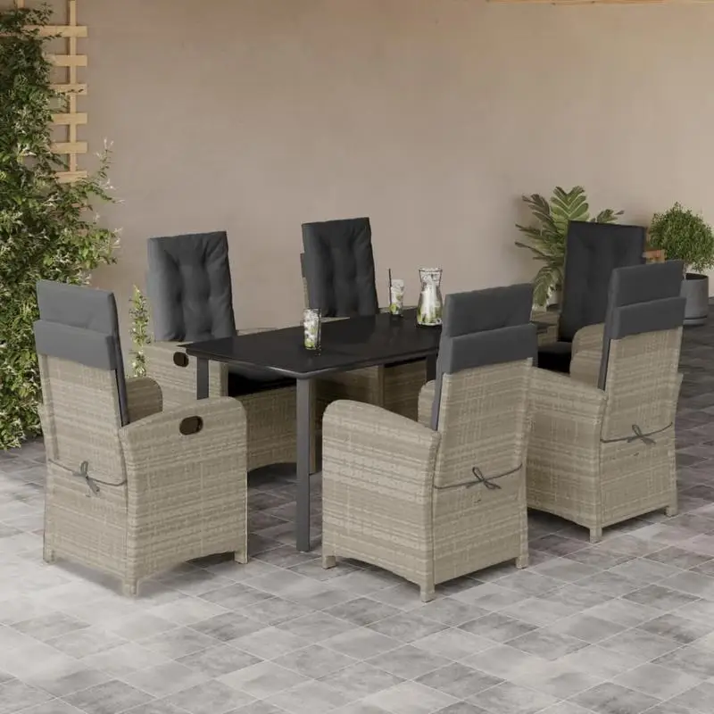 Ensemble de salle à manger de jardin avec coussins – salon de jardin en rotin synthétique pour terrasse, jardin et balcon