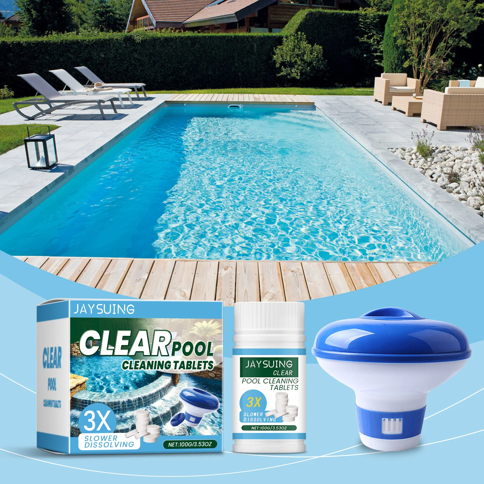 Comprimés effervescents pour piscine, comprimés de chlore à dissolution rapide pour le nettoyage des piscines, comprimés de chlore pour piscine, comprimés pour le traitement de l'eau de piscine