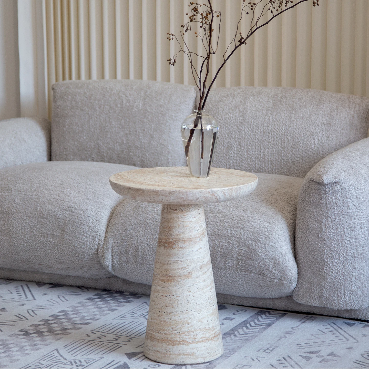 Nordique Simple Imitation travertin salon Art petite Table basse petit appartement balcon lumière luxe petite Table
