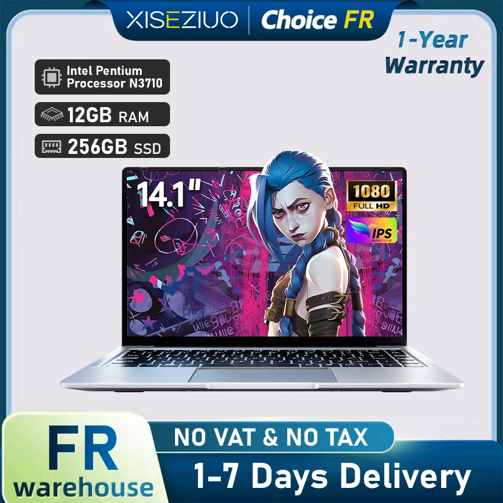 Ordinateur Portable 14.1 Celeron N3710 Portable PC Portable Ordinateur 1920x1080 FHD IPS Laptop 12 Go RAM 256 Go SSD Windows 11