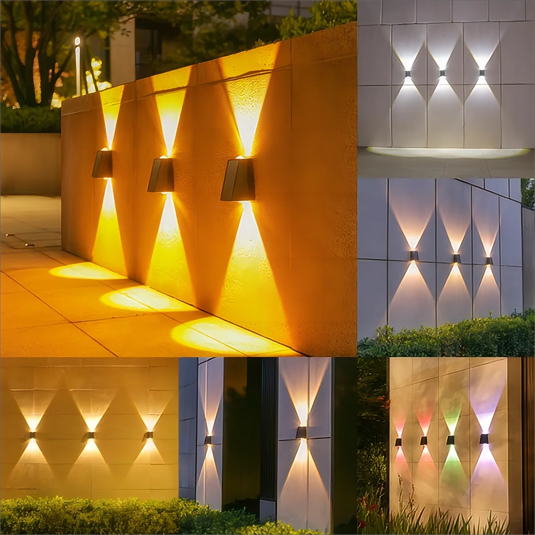 1pc Solar Outdoor Wall Light Garden Decoration Atmosphere Light Villa Garden Waterproof Wall Up And Down Glow Wall Light
