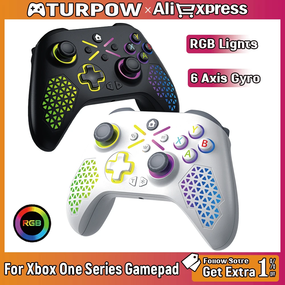 Turpow Game Controller RGB Wireless For Xbox One /Xbox Seris S/X xbox controller Dual Six Axis Gyroscope Turbo Function Gamepad