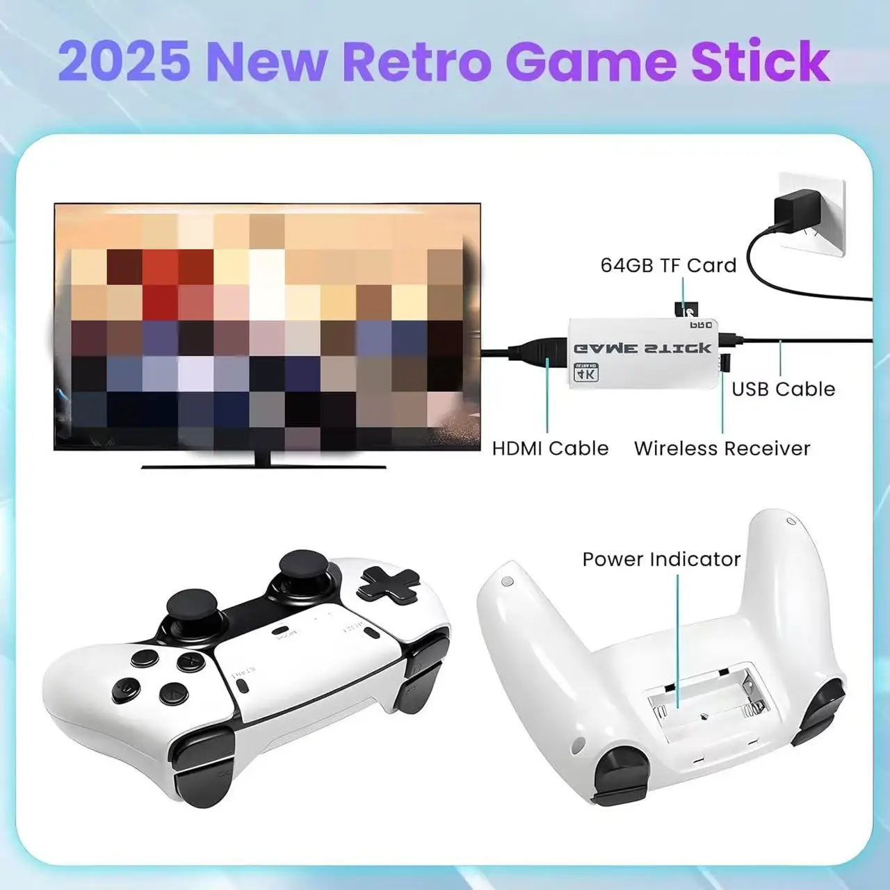Retro Video Game Console 4K TV Game Stick Built-in 20000+Games 64G Handheld Game Player Wireless Controller Retro Gamepad