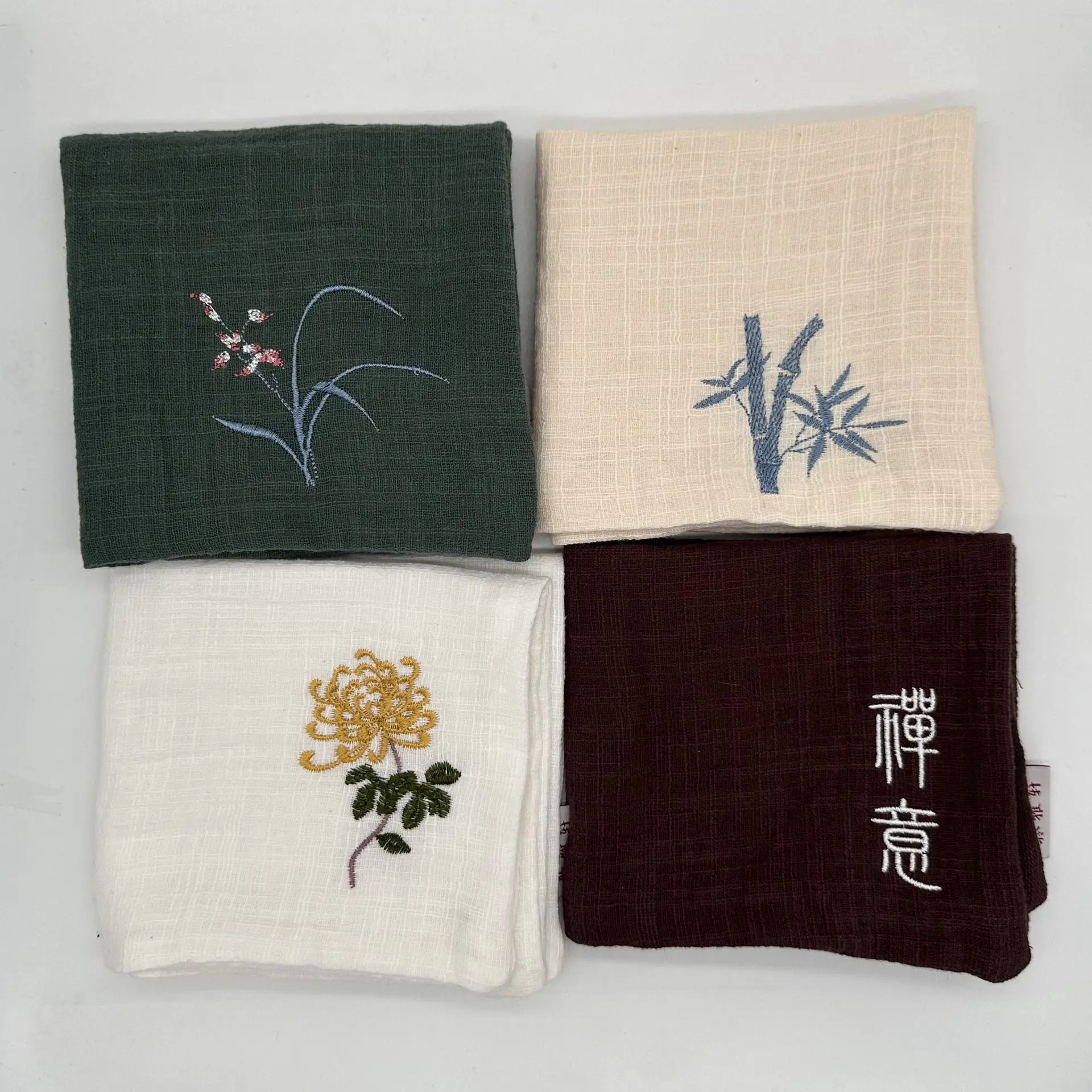 Thickened Absorbent Tea Set Tea Cloth Pure Cotton Tea Towel Household High-end Double-layer Tea Table Teapot Plain Color Towel