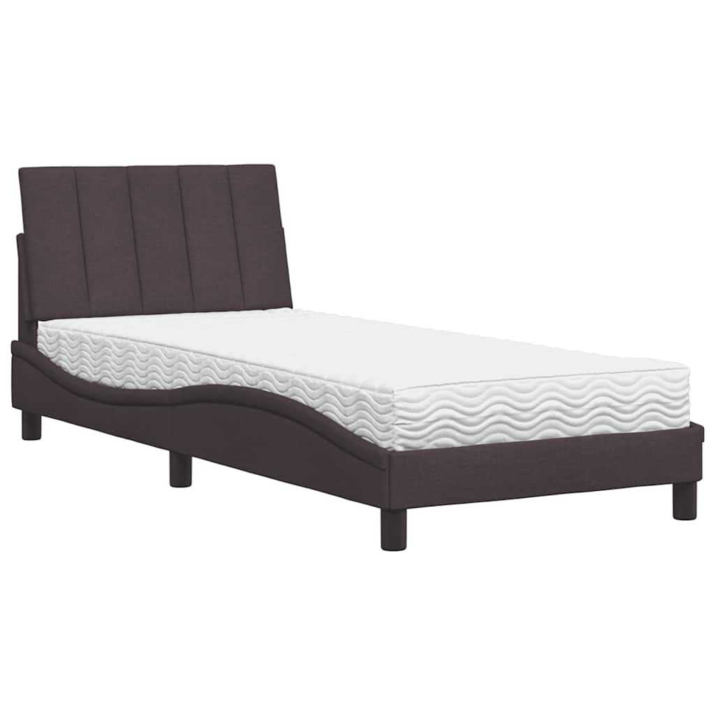 vidaXL Bett mit Matratze "Hanko" Dunkelbraun 90x200 cm Stoff Image