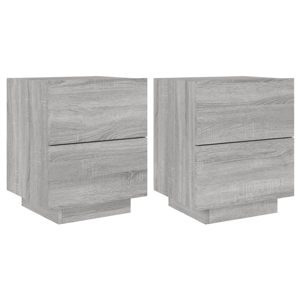 Décoshop26 - Set aus 2 Nachttischen mit Schubladen und LED-Beleuchtung 45 x 40 x 55 cm aus grauem Holzwerkstoff DEC032864 Image