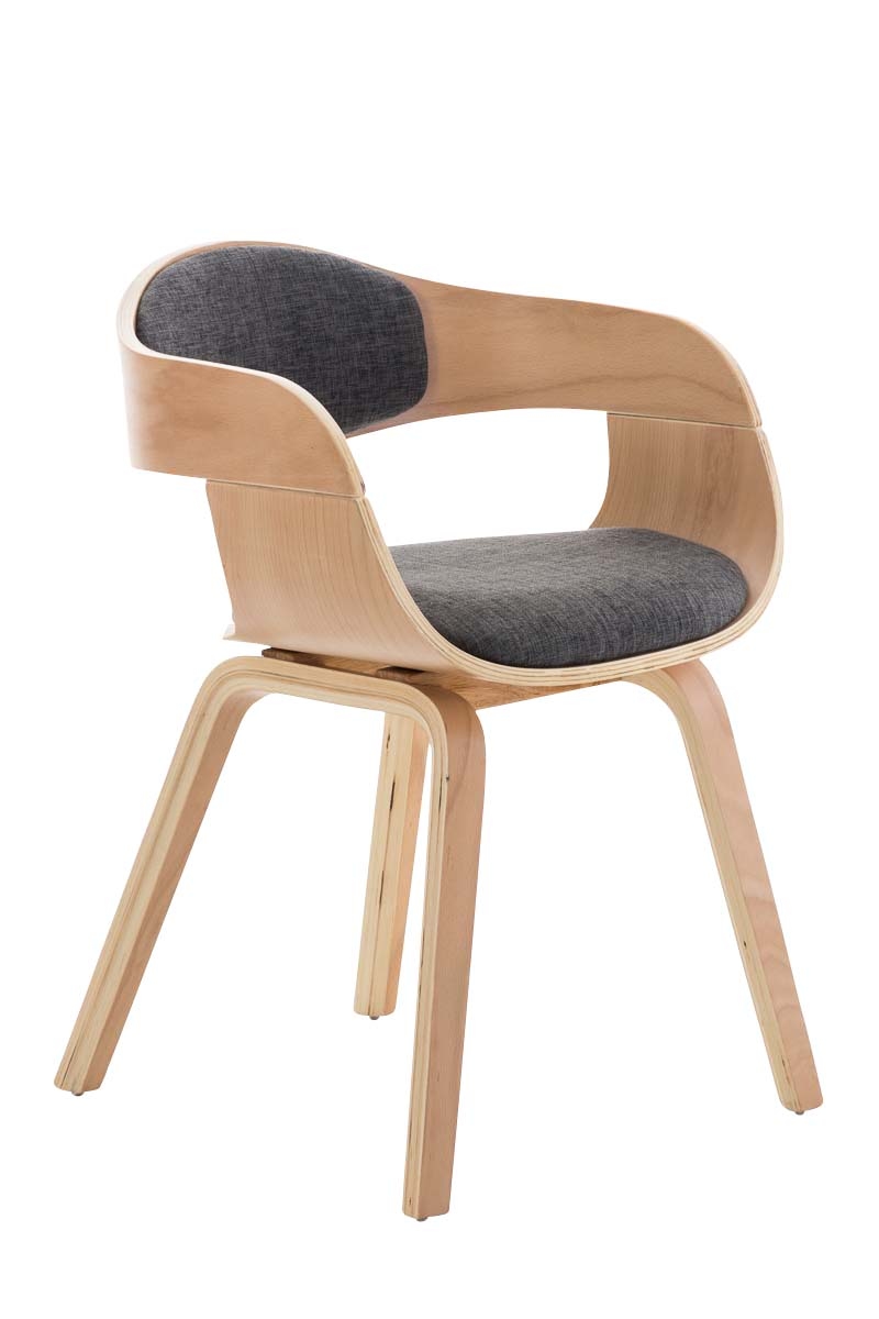 Décoshop26 - Besucherstuhl ohne Rollen Stoff und Holz Retro-Design maximaler Komfort Natur- und Hellgrau BUR10542 Image