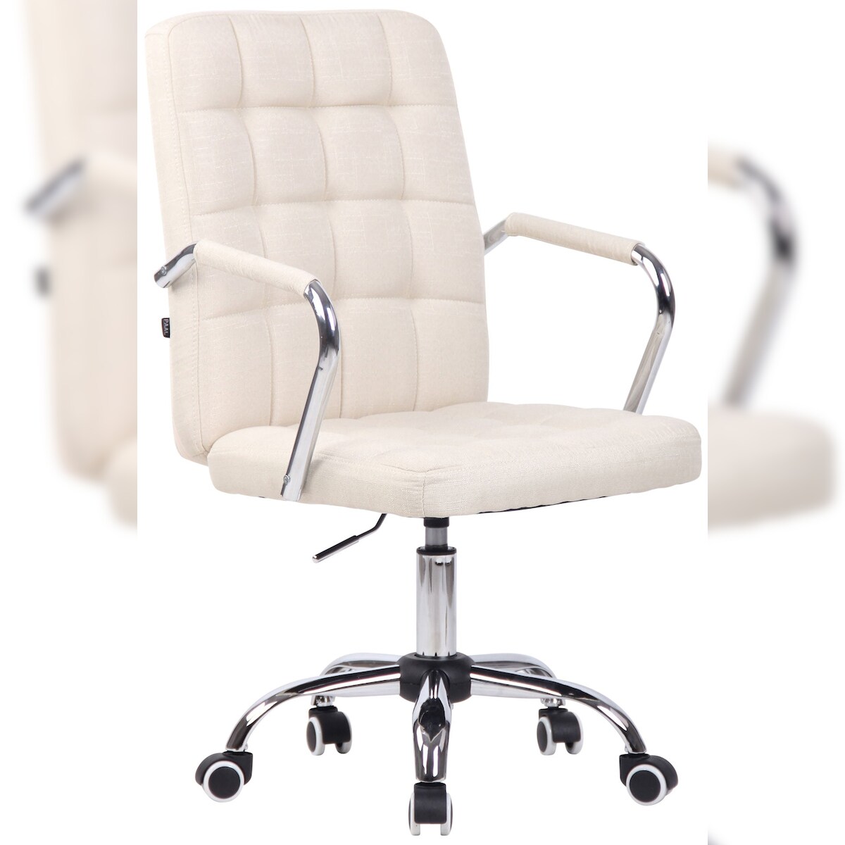 Décoshop26 - Moderner und bequemer Bürostuhl auf Rollen mit cremefarbenem Stoffbezug BUR10636 Image