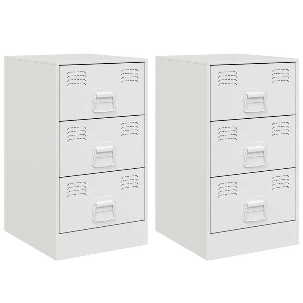 Décoshop26 - Set aus 2 Nachttischen mit Schubladen 34,5 x 39 x 62 cm weißer Stahl DEC034855 Image