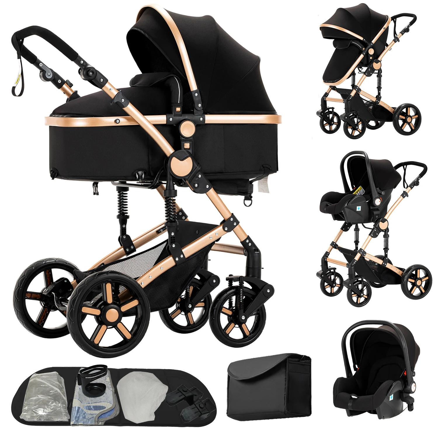 3-in-1-Kinderwagen mit Schlafkorb, Kinderwagen, einfach zusammenklappbarer Kinderwagen, leichtes Reisesystem, Kinderwagen Image