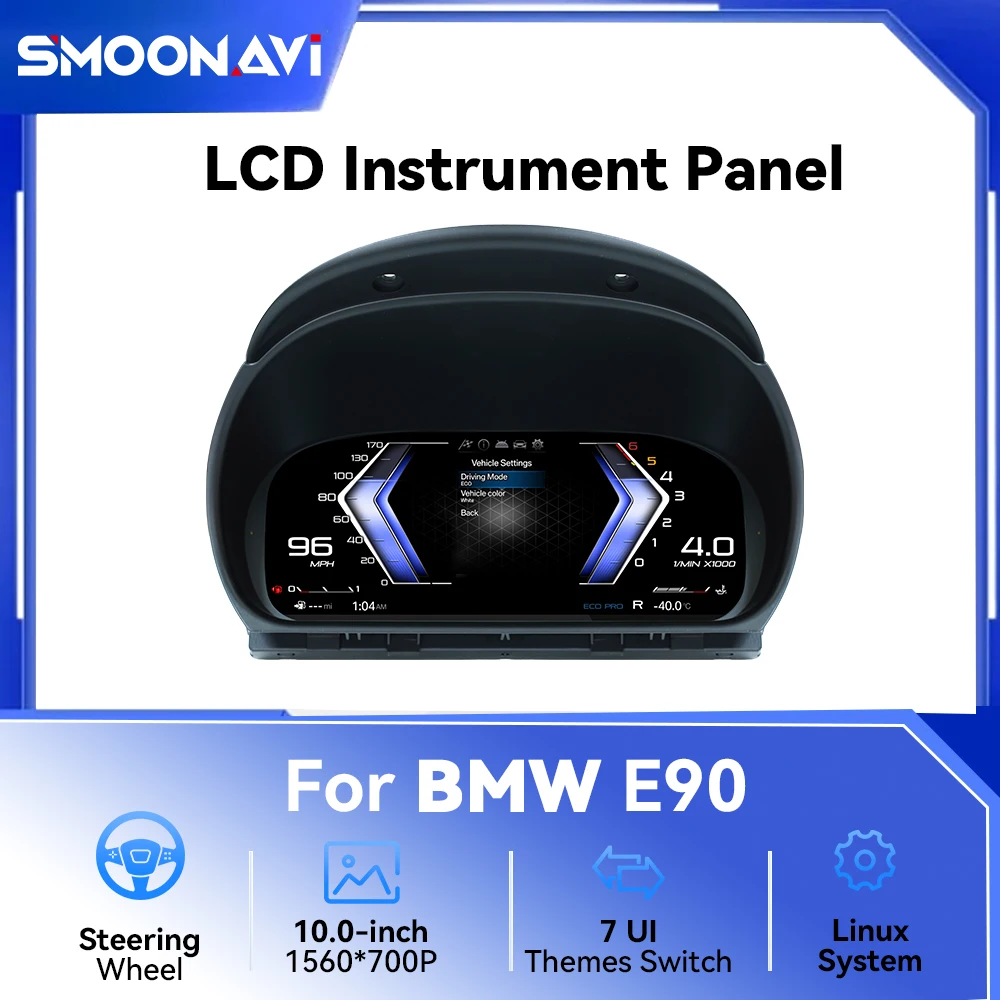 SMOONAVI Digitales Kombiinstrument für BMW 3er E90 E91 E92 E93 2005–2012, virtueller HD-Cockpit-Tachometer, langlebiges automatisches Messgerät Image