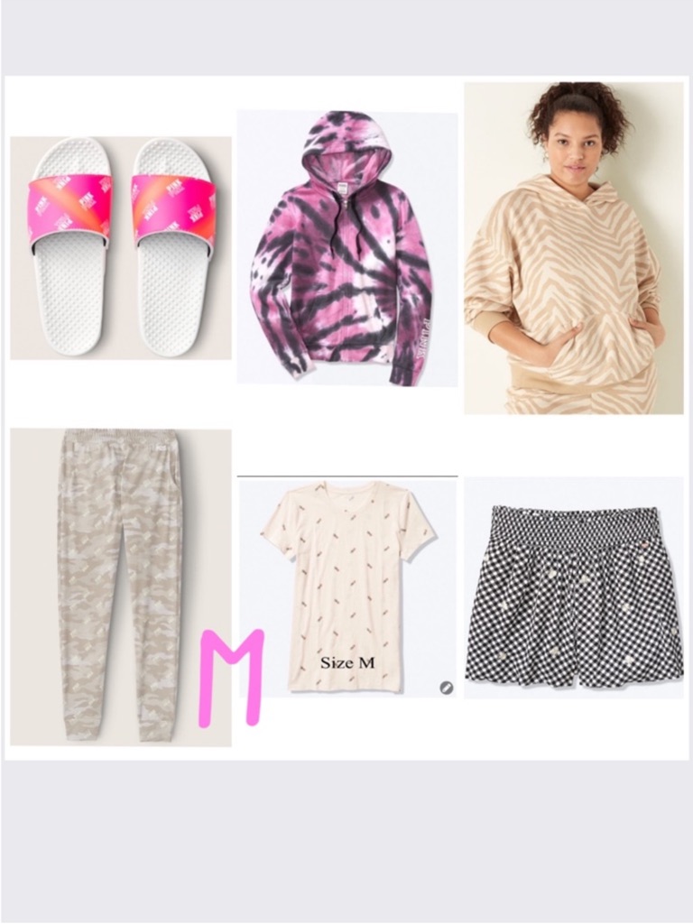 Pink Victoria's Secret Tops | 6 Vs Pink Everyday Lounge Tie Dye Perfect Full Zip Hoodie, Perfect Crew Bundle M | Color: Silver | Size: M