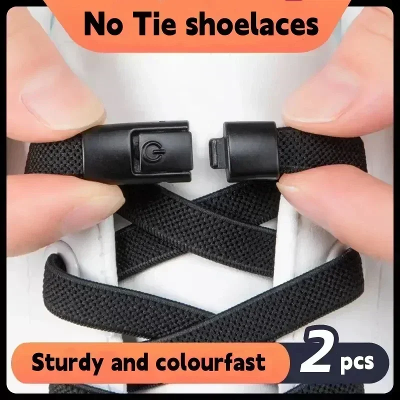 Gradient Press Lock Schnürsenkel für Sneaker – Elastische Schnürsenkel ohne Binden für Kinder und Erwachsene, flache Schuhbänder mit Verriegelungsmechanismus Image
