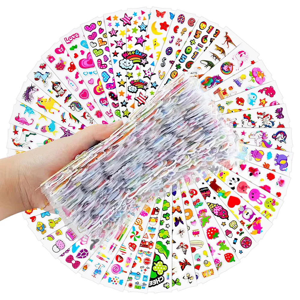 24/36 Blatt 3D-Puffy-Aufkleber für Kinder, Kleinkinder, große Mengen, kleine Kinder-Partytaschen-Aufkleber, verschiedene Packungen für Vorschullehrer, Jungen G Image