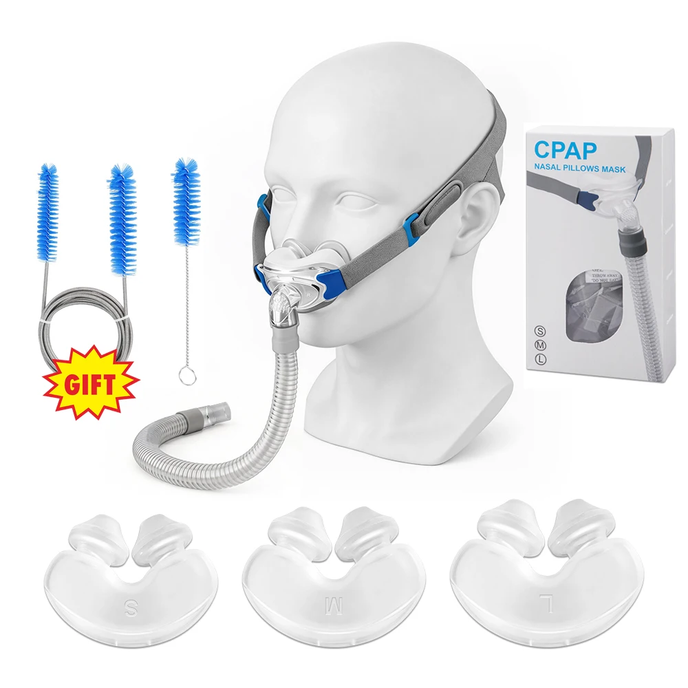Nasenpolster-CPAP-Maske mit Rahmen, Kopfband und Nasenpolstern (Klein, Mittel, Groß) – Leichtgewichtig für CPAP- und BiPAP-Geräte Image