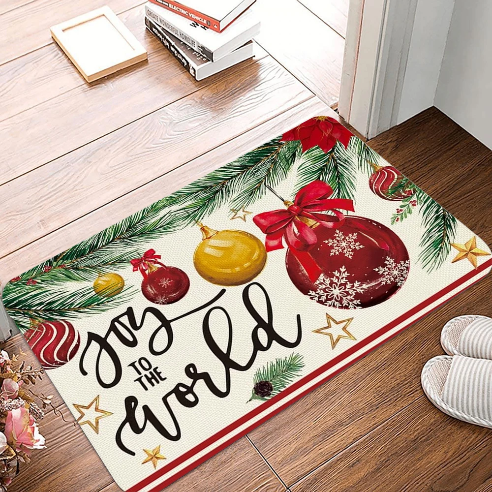 Willkommens-Fußmatte mit Weihnachtsdruck, rutschfest, waschbar, für Wohnzimmer, Schlafzimmer, Badezimmer, Küche, Wäscheteppich Image