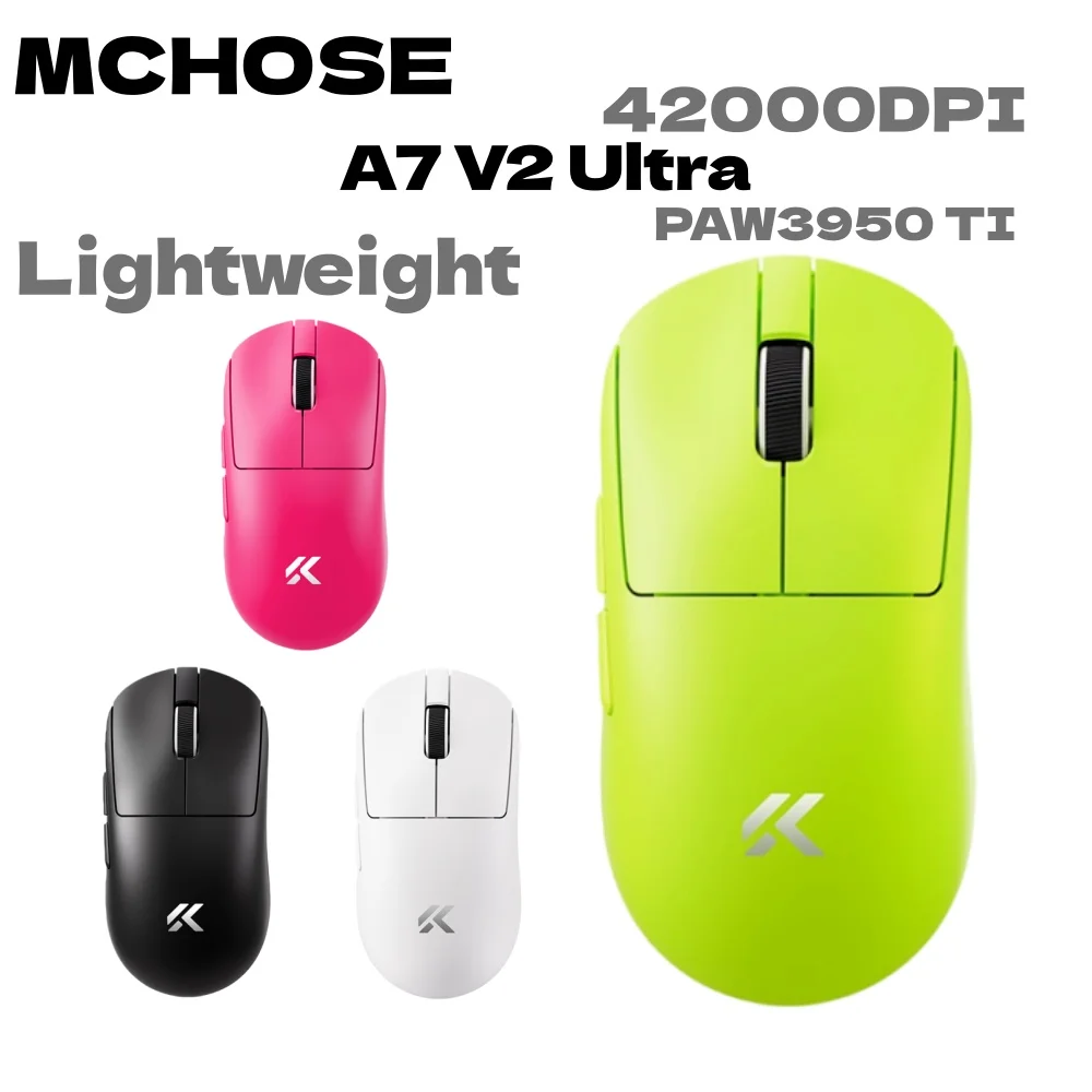 NEUE MCHOSE A7 V2 E-Sport-Maus, kabellos, Bluetooth, Tri-Mode, Ergonomie, leicht, 8K-Gaming-Mäuse, individuelles PC-Zubehör, Geschenke Image